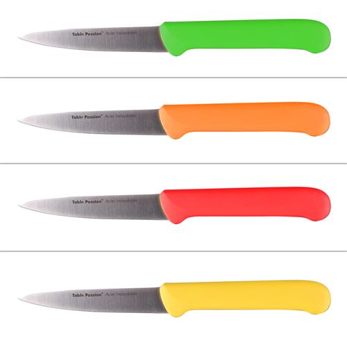 Couteau d'office manche couleur (1 modèle aléatoire) - Table Passion - - Inox