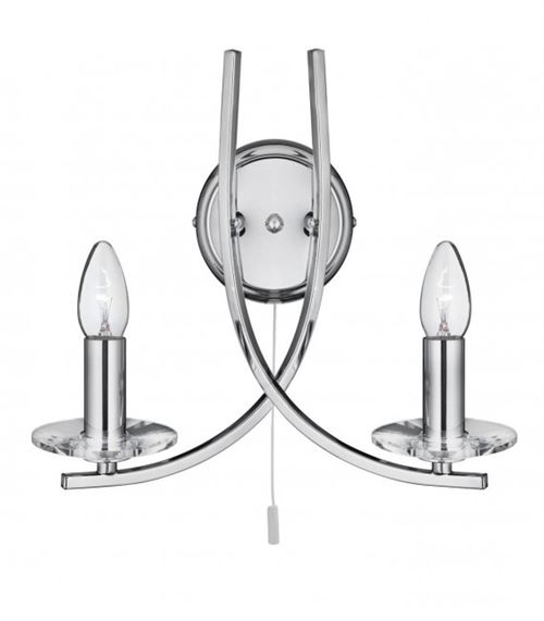 Applique 2 ampoules Ascona, en chrome et verre