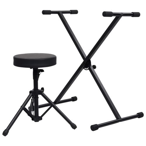 Vidaxl Noir Support De Clavier Et Tabouret - Image 3