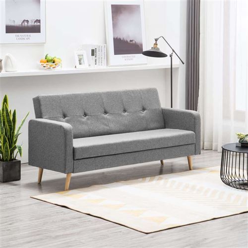 vidaXL Canapé Tissu Gris clair