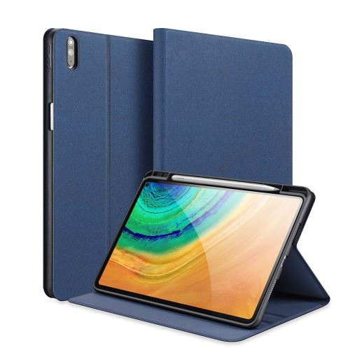 Etui en PU + TPU peau de tissu à trois volets bleu pour votre Huawei MatePad Pro 10.8