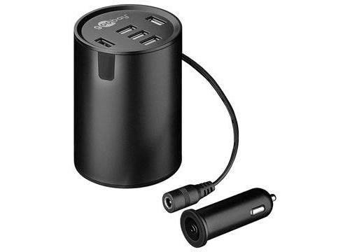 Chargeur Allume-Cigare et Porte-Gobelet Goobay - 5 Ports - Noir