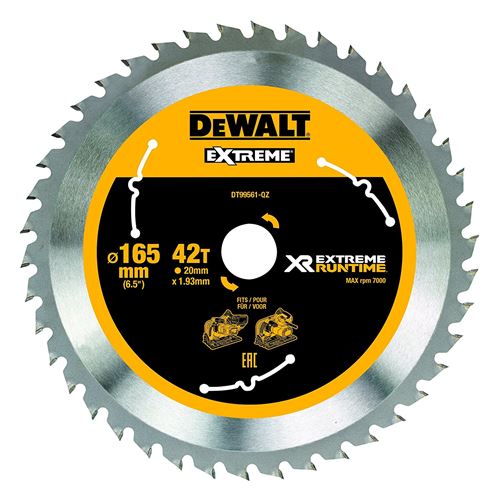 DeWalt XR Runtime circulaire lame de scie Extreme Batterie, 1 pièce, 165/20 mm 42 WZ/FZ, dt99561 de QZ