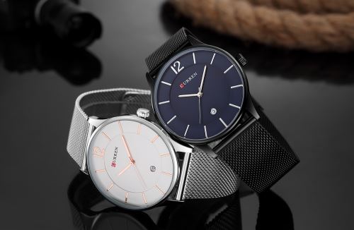 OHP Montre Homme Quartz Blanc+Noir Acier Inoxydable CURREN 8231