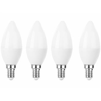 Luminea : 4 ampoules LED E14 bougies - 470 lm - Blanc neutre - 1