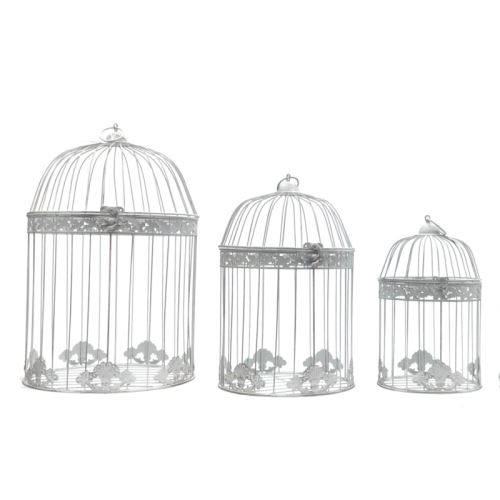 Cage Oiseaux Ronde Blanc Décoration En Fer 35 Cm X ø19 Cm