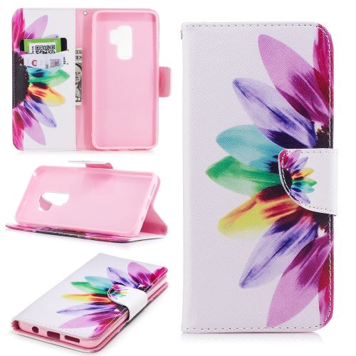 Etui en PU stand d'impression pétales colorés pour Samsung Galaxy S9+