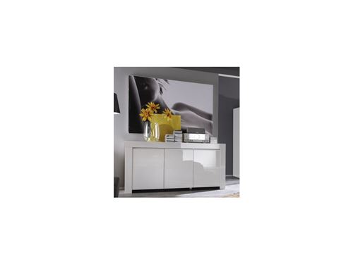SUBLEEM Buffet petit 3 portes en bois Grumo blanc laqué brillant