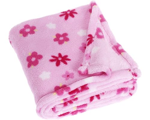 Playshoes couverture polaire fleurs 75 x 100 cm rose