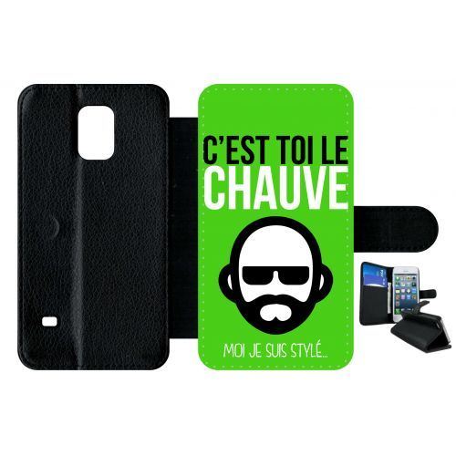 Etui à rabat samsung galaxy s5 c est toi le chauve moi je suis styl 11
