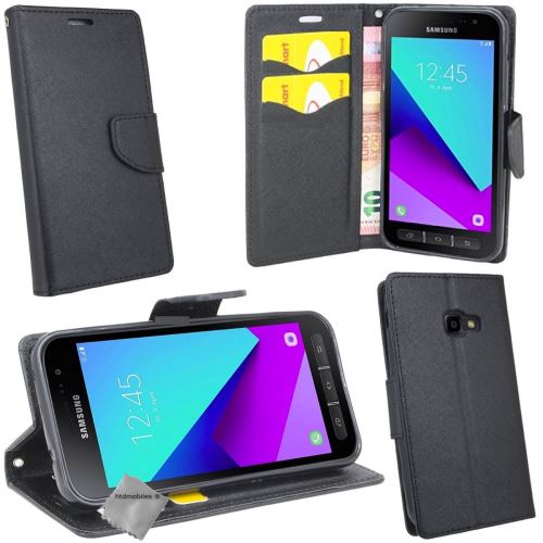 Housse etui coque pochette portefeuille pour Samsung Galaxy Xcover 4S avec film ecran - NOIR / NOIR