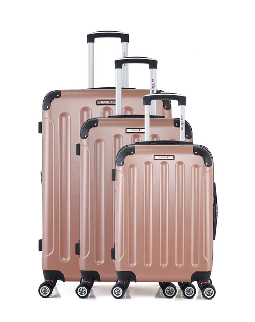 Set de 3 valises BLUESTAR | TUNIS-B Rose Doré en ABS