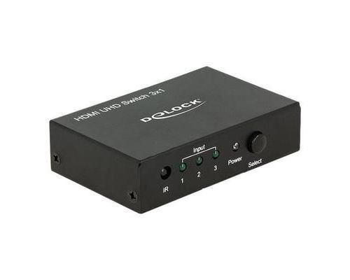 Delock Noir Hdmi Uhd Switch 3 X Hdmi In > 1 X Hdmi Out 4K - Commutateur Vidéo/Audio - 3 X Hdmi - De Bureau