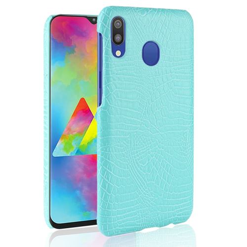 Etui en PU crocodile cyan pour votre Samsung Galaxy M20
