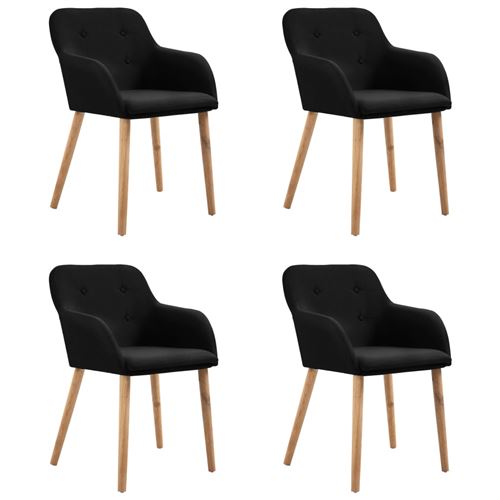 vidaXL 4 pcs Chaises de salle à manger Noir Tissu et chêne massif