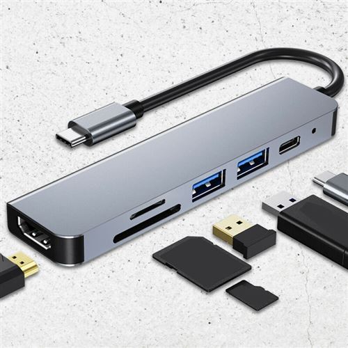 Adaptateur et convertisseur Hub 6 en 1 4K multiport Type C USB-C HDMI pour MacBook Pro