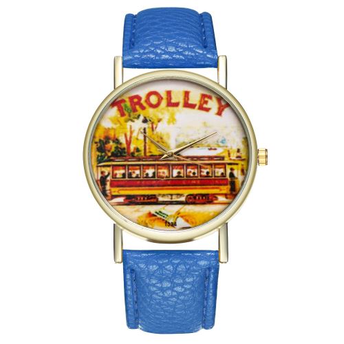 Montre à quartz vintage pour homme avec bracelet en cuir de style classique et bracelet en cuir pour homme, T334-ABleu foncé