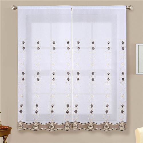 Paire de vitrages brillants - marron - 2x60x120cm