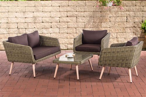 Salon de Jardin lounge Trosa 5 mm en polyrotin nature , 40 cm (Hellbraun)/Marron terre