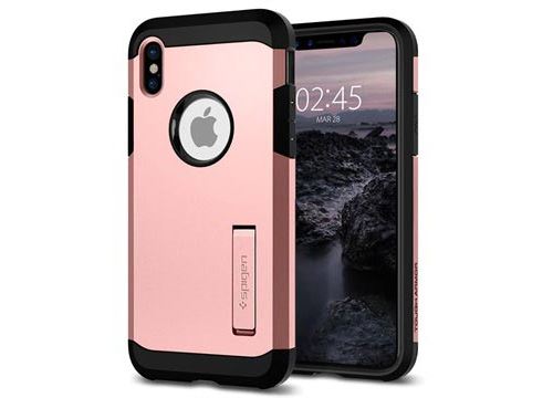 Spigen Tough Armor - Achterzijde behuizing voor mobiele telefoon - polycarbonaat, thermoplastic polyurethaan (TPU) - blush gold - voor Apple iPhone X