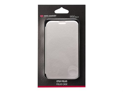 Swiss Charger - Beschermende bedekking voor mobiele telefoon - leer - wit - voor Samsung Galaxy S5