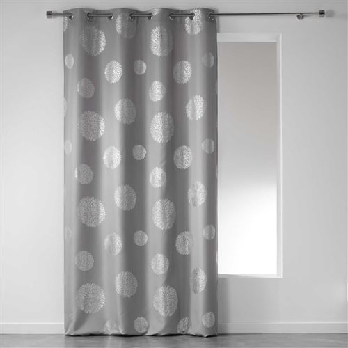 Rideau a oeillets 140 x 280 cm polyester imprime argent artifice Gris