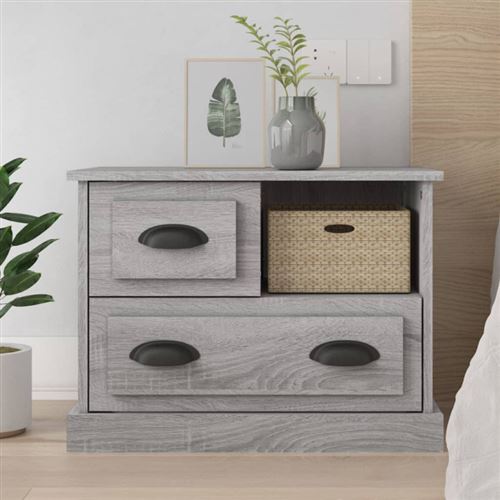 VIDAXL - Table de chevet - Sonoma - Gris - 60x39x45 cm - Image 3