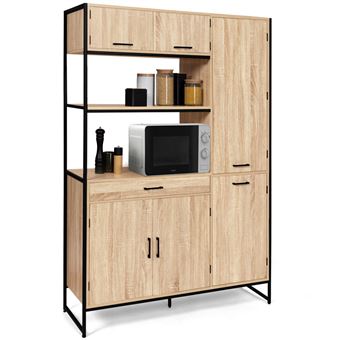 Buffet Cuisine Industriel 120cm DETROIT - 6 Portes + Tiroir - Rangement XXL