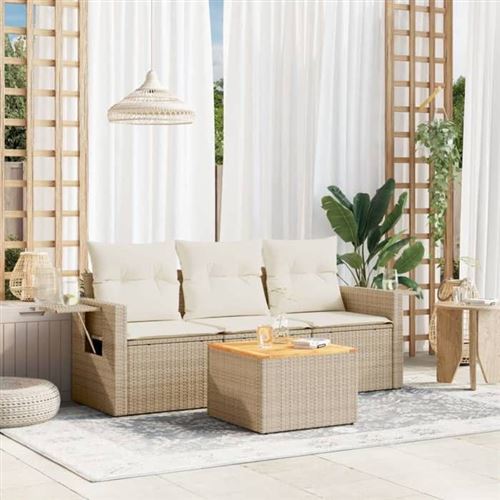 Vidaxl Beige Salon De Jardin - 4 Pcs - Image 2