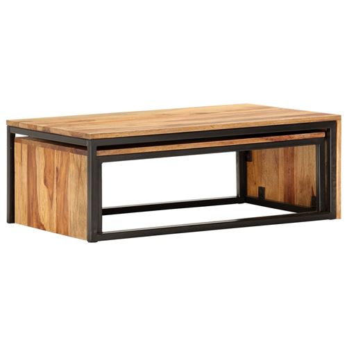 vidaXL Tables gigognes 2 pcs Bois solide
