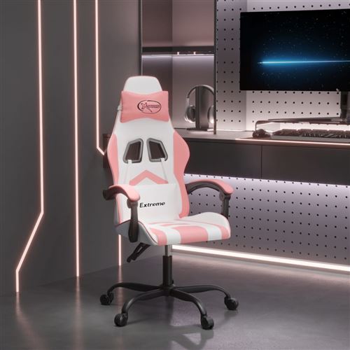 Chaise de jeu vidaXL Blanc et rose Similicuir