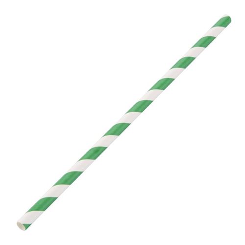 Paille biodégradable en papier Fiesta Green - Vert & blanc - x 250 - Papier