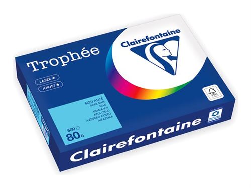 Clairefontaine Trophée - 107 micromètres - bleu foncé - A4 (210 x 297 mm) - 80 g/m² - 500 feuille(s) zéro plastique - papier teinté