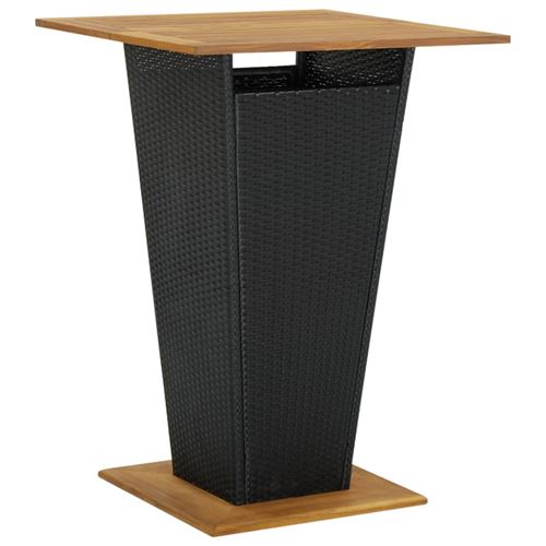 Non Communiqué Noir Table De Bar 80X80x110 Cm Résine Tressée Et Bois D Acacia