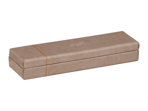 RHODIA Rhodiarama Home Office - Trousse - 21 x 5,5 x 3 cm - similicuir italien - taupe, couture de selle orange