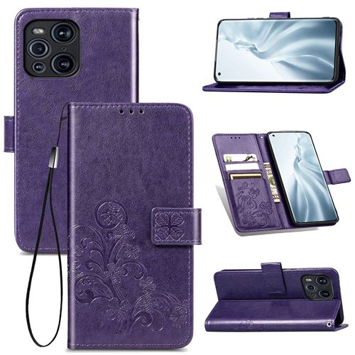 MPFRANCE Housse pour OPPO Find X3 Pro Violet [Fleur de Lys]
