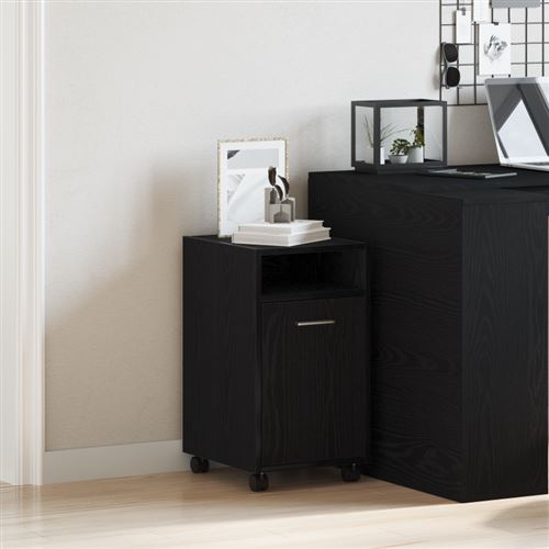 Armoire sur roulettes Chêne Noir 33x38x60 cm Bois d ingénierie