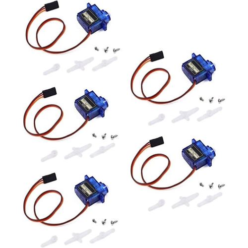 Micro Servomoteur 9G pour Hélicoptère RC, Avion, Bateau et Robot Contrôle Précis Compatible avec Arduino, Raspberry Pi Pack de 5 Pièces, Bleu, Plastique