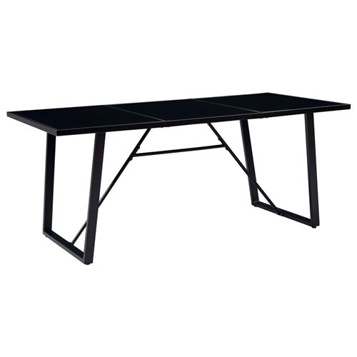 vidaXL Table de salle à manger Noir 200x100x75 cm Verre trempé