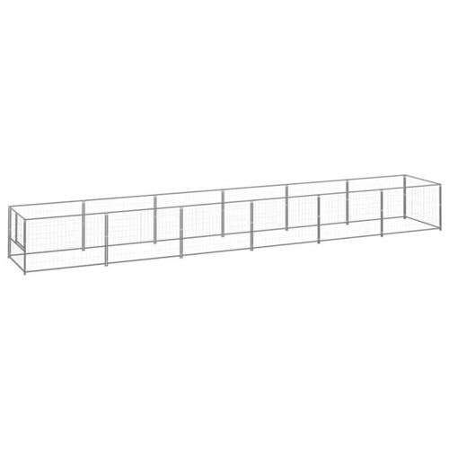 vidaXL Chenil Argenté 6 m² Acier Cage pour Animaux Enclos pour Chiot Extérieur