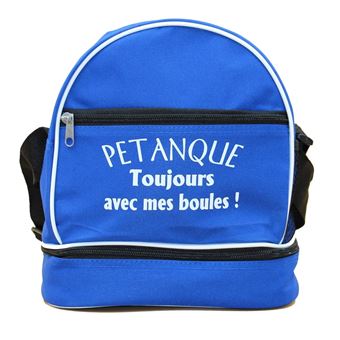 Sacoche pour 3 boules de petanque - poingée de portage - bleu