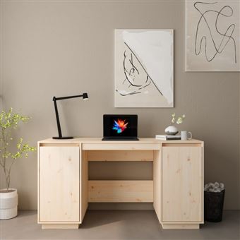 vidaXL Bureau 140x50x75 cm bois massif de pin - 1