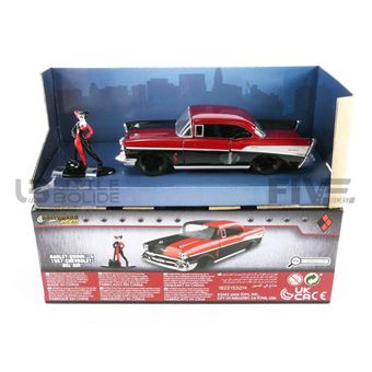 Voiture Miniature de Collection JADA TOYS 1-32 - CHEVROLET Bel Air Hard Top Harley Quinn - 1957 - Red / Black - 33087R - Metal - 1
