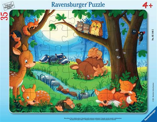 Puzzle cadre 30-48 pieces - Les petits animaux sendorment