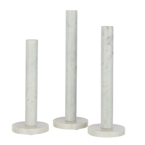 Non Communiqué Blanc Lot De 3 Bougeoirs En Marbre "Bali" 40Cm