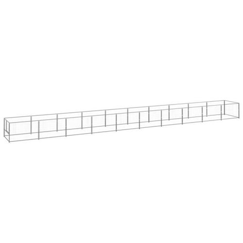 vidaXL Chenil Argenté 10m² Acier Cage pour Animaux Enclos pour Chiot Extérieur