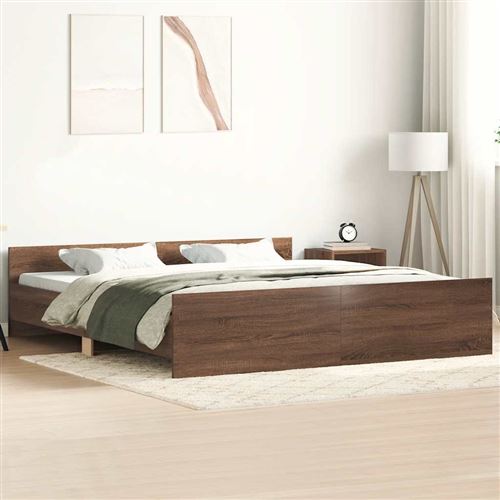 vidaXL Cadre de lit tête de lit et pied de lit chêne marron 160x200 cm