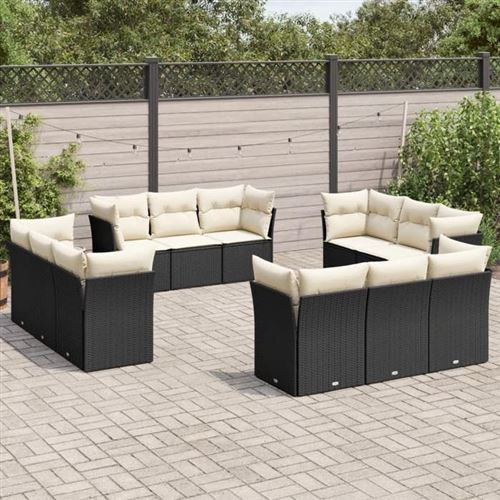 Vidaxl Noir Salon De Jardin 12 Pcs - Image 2