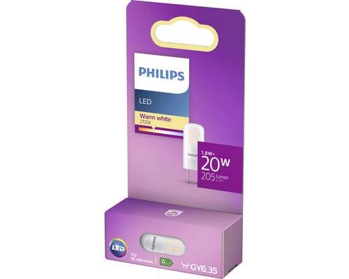 Philips Lighting 76791400 LED EEC A++ (A++ - E) GY6.35 à broches 1.8 W = 20 W blanc chaud (Ø x L) 1.3 cm x 3.5 cm