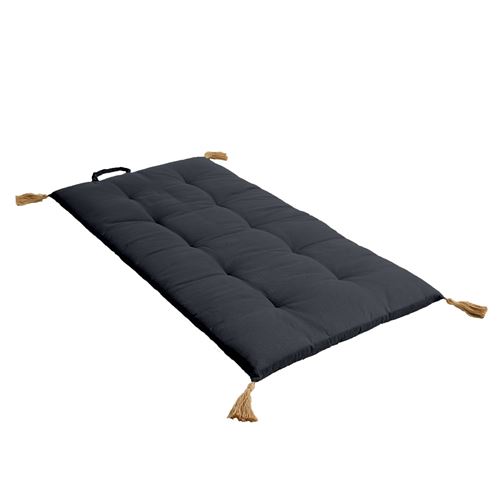 Enjoy Home - Futon repliable Panama avec pompons en jute - Gris foncé - Panama